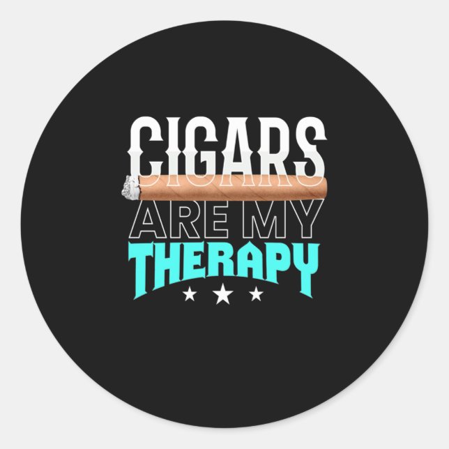 Sticker Rond Les cigares sont ma thérapie (Devant)