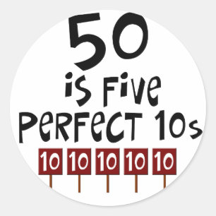 Sticker Rond les cinquantième cadeaux d'anniversaire, 50 est 5