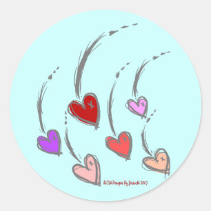 Sticker Rond Les Coeurs qui tombent