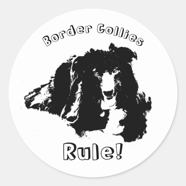 Sticker Rond Les colons frontaliers gouvernent le chien mignon (Devant)