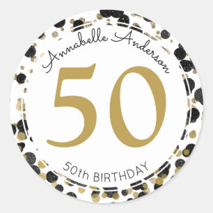 Sticker Rond Les confettis noirs d'étincelle de parties