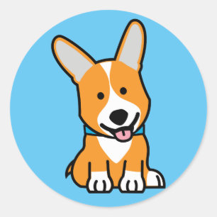 Sticker Rond Les Corgis de corgi poursuivent le Pembroke
