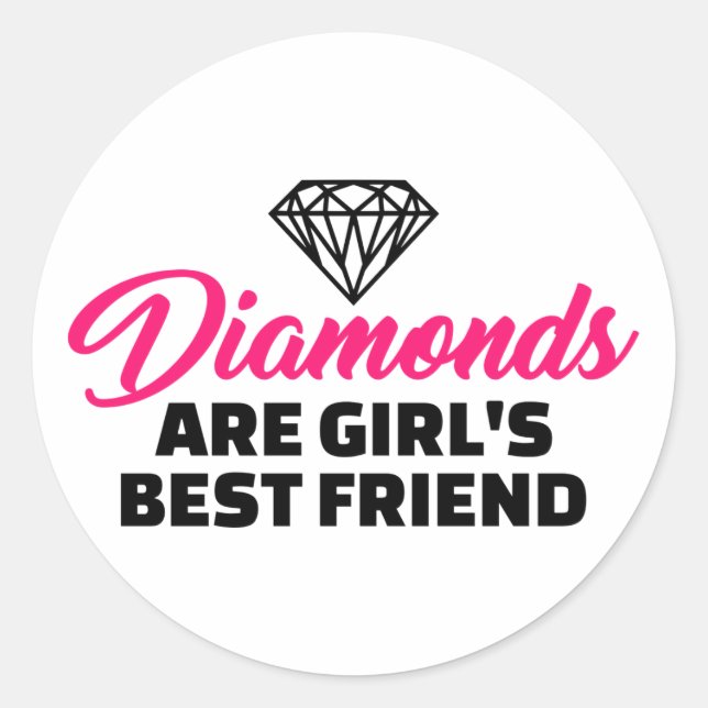Sticker Rond Les diamants sont le meilleur ami de la fille (Devant)