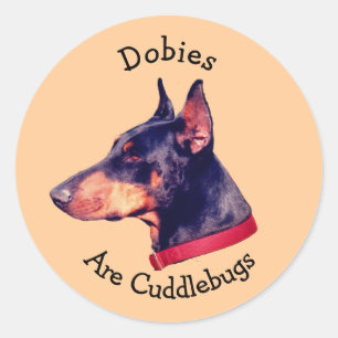 Sticker Rond Les Dobies Sont Des Bébés Doberman Pinscher