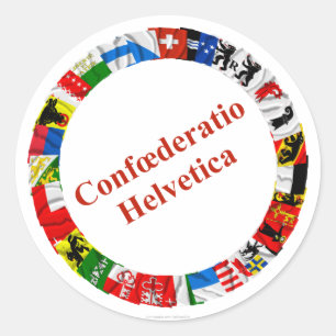 Sticker Rond Les drapeaux des cantons de la Suisse, latins