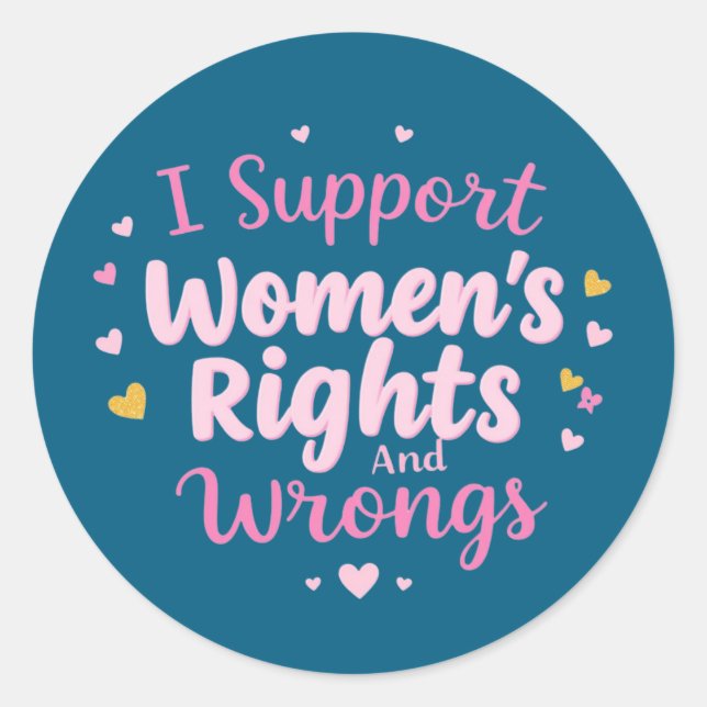 Sticker Rond Les droits des filles et les erreurs féministes (Devant)