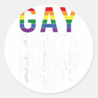 Sticker Rond Les droits des gays sont des droits humains trop b