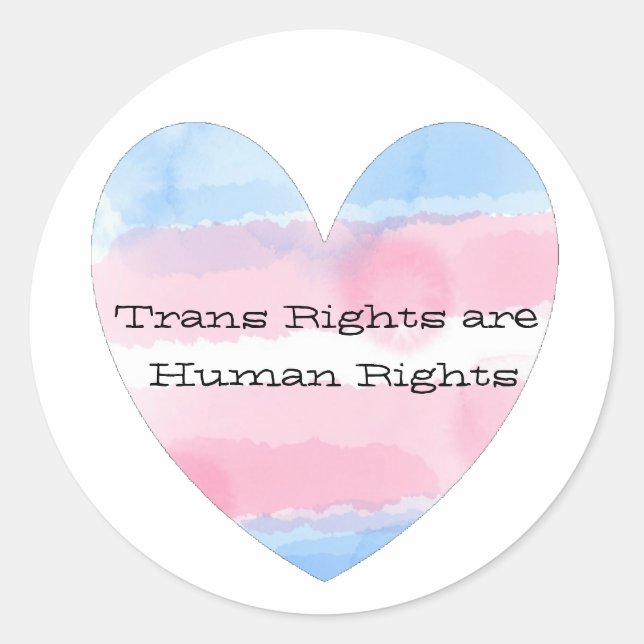 Sticker Rond Les droits trans sont des droits humains (Devant)