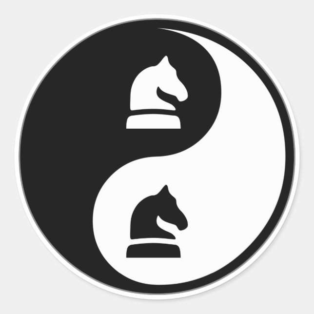 Sticker Rond Les échecs Yin Yang (Devant)