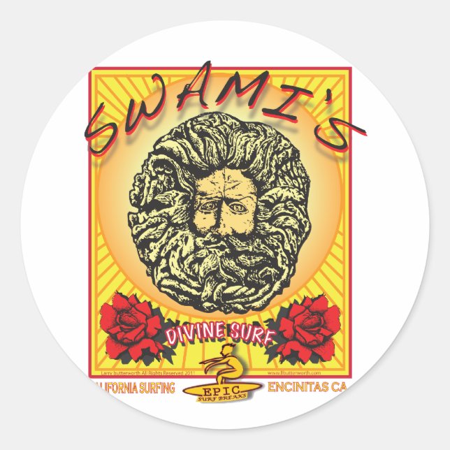STICKER ROND LES ENCINITAS DE LA CALIFORNIE DE SWAMI (Devant)