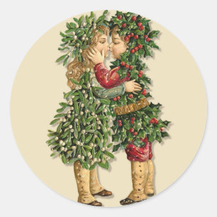 Sticker Rond Les enfants Holly et Mistletoe