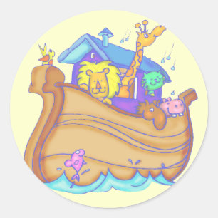 Sticker Rond Les enfants Noahs Ark T Chemises et cadeaux