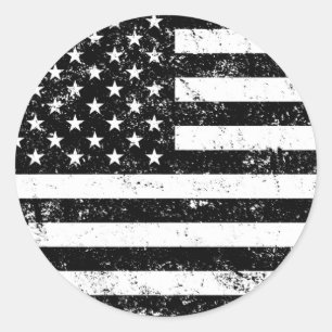 Sticker Rond Les Etats-Unis diminuent, noir et blanc