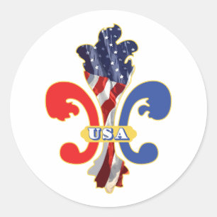 Sticker Rond Les Etats-Unis Fleur de lis
