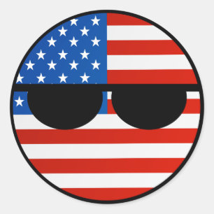 Sticker Rond Les Etats-Unis Geeky tendants drôles Countryball