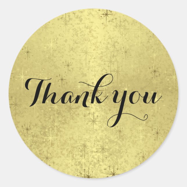Sticker Rond Les étoiles de Noël "Merci" sur Faux Foil (Devant)
