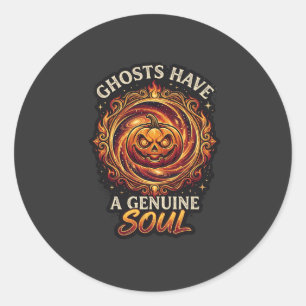 Sticker Rond Les fantômes ont une véritable âme Haloween Citrou