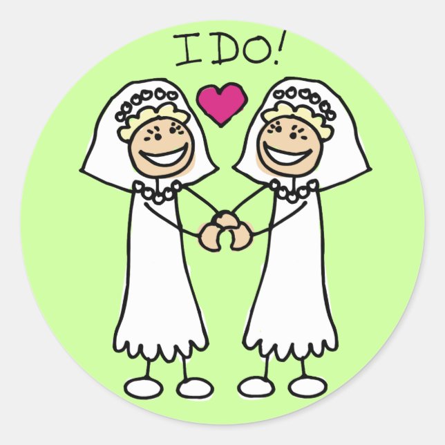 Sticker Rond Les faveurs du mariage lesbien (Devant)
