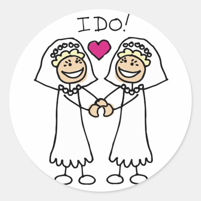Sticker Rond Les faveurs du mariage lesbien (Devant)