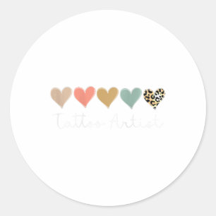 Sticker Rond Les Femmes Léopard Coeurs Correspondant Valentines
