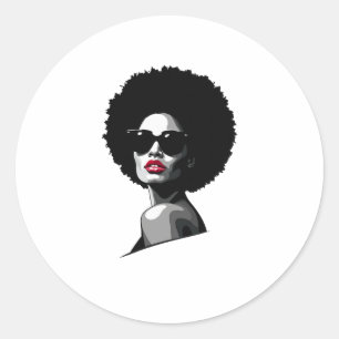 Sticker Rond Les femmes noires affrontent l'Afrocent afro-améri