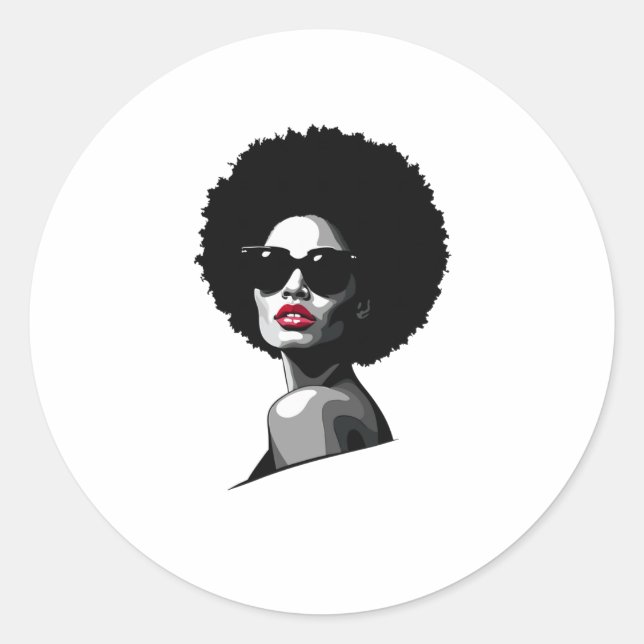 Sticker Rond Les femmes noires affrontent l'Afrocent afro-améri (Devant)