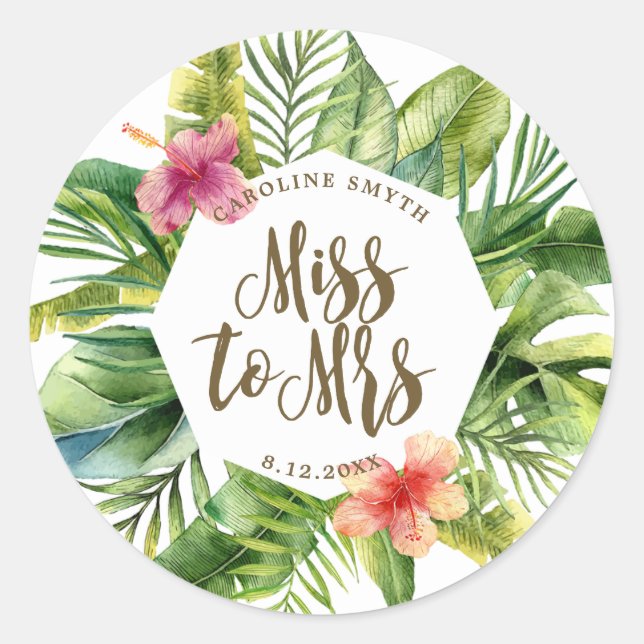Sticker Rond les feuilles de palmiers tropicaux passent à côté  (Devant)