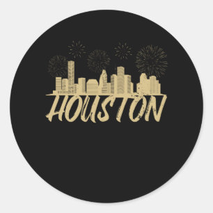 Sticker Rond Les feux d'artifice de Houston City Texas