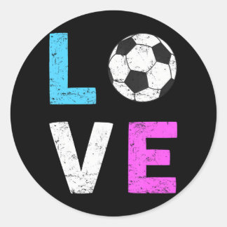 Sticker Rond Les filles aiment le football J'aime le football C