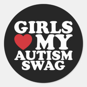 Sticker Rond Les filles aiment mon autisme Swag Sensibilisation