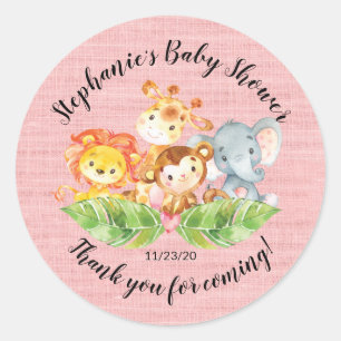 Sticker Rond Les filles de la jungle en Baby shower préfèrent l