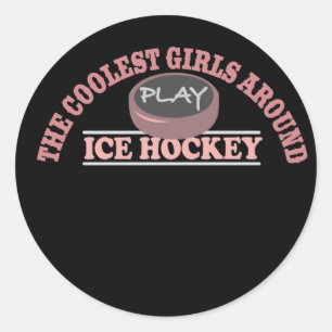 Sticker Rond Les filles les plus fraîches autour du hockey sur