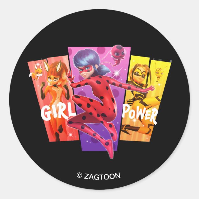Sticker Rond Les filles miraculeuses | Power fille (Devant)