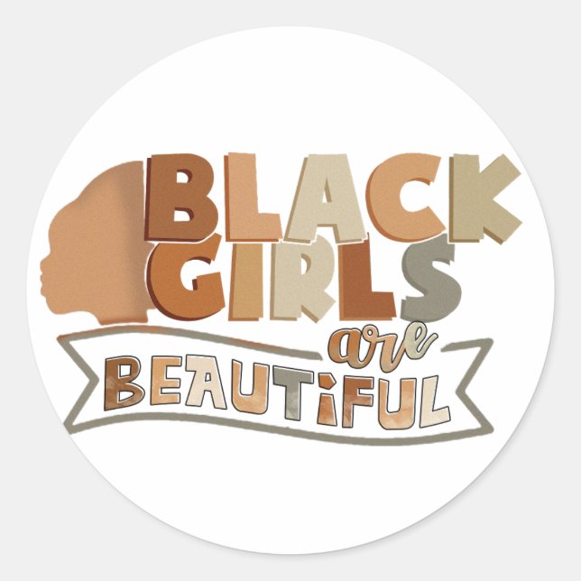 Sticker Rond Les Filles Noires Sont De Belles Afro-Femmes (Devant)