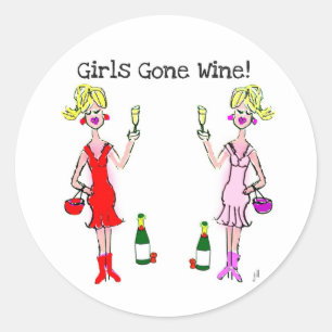 STICKER ROND LES FILLES SONT ALLÉES VIN ! IMPRIMANTE DE VIN