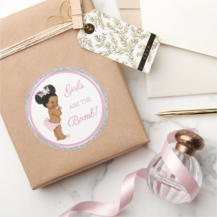 Sticker Rond Les filles sont la bombe ! Cadeau de bain Etc Rose