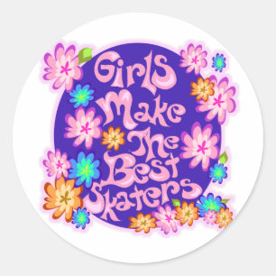 Sticker Rond Les filles sont les meilleurs skateurs !