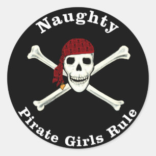 Sticker Rond Les filles vilaines du pirate gouvernent !