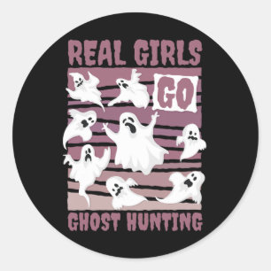 Sticker Rond Les Filles Vraies Allez Chasse Fantôme Mignonne Fa