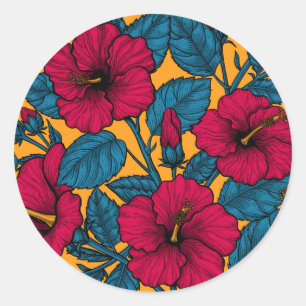Sticker Rond Les fleurs d'Hibiscus