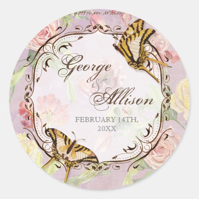 Sticker Rond Les Fleurs Peony Rose Tulip Floral Flowers Mariage (Devant)