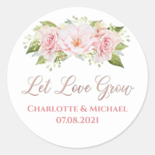 Sticker Rond Les fleurs roses d'aquarelle d'or ont laissé