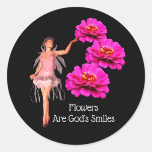 Sticker Rond Les fleurs sont les sourires de Dieu Inspirationne