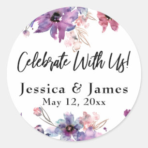 Sticker Rond Les Florales D'Aquarelle Modernes Fêtent Avec Nous