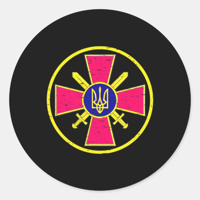 STICKER ROND LES FORCES TERRESTRES UKRAINIENNES EMBLENT L'ARMÉE (Devant)