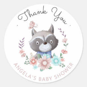 Sticker Rond "Les Franges Baby Racoon Baby Shower
