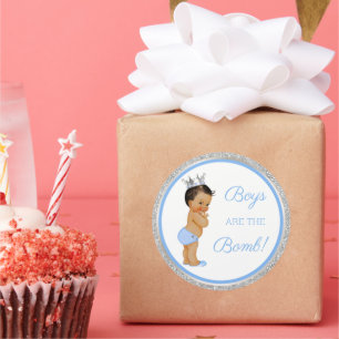 Sticker Rond Les garçons sont la bombe ! Cadeau Bain Etc Bleu A