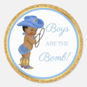 Sticker Rond Les garçons sont la Bombe! Cowboy Bain Cadeau Etc