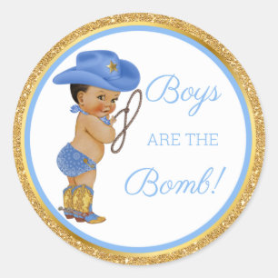 Sticker Rond Les garçons sont la bombe ! Cowboy Bain Cadeau Etc