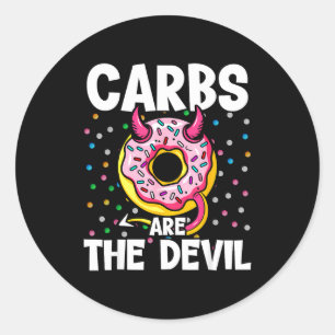 Sticker Rond Les glucides sont le diable Funny Donut Diet Résol
